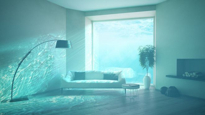 man dream about observing fish from a underwater house window