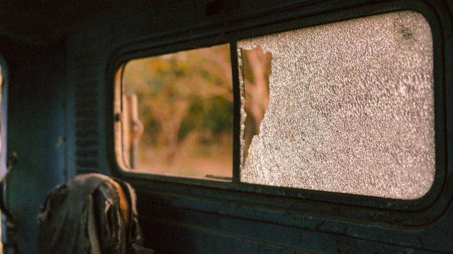 broken windscreen of a vehicle in a dream