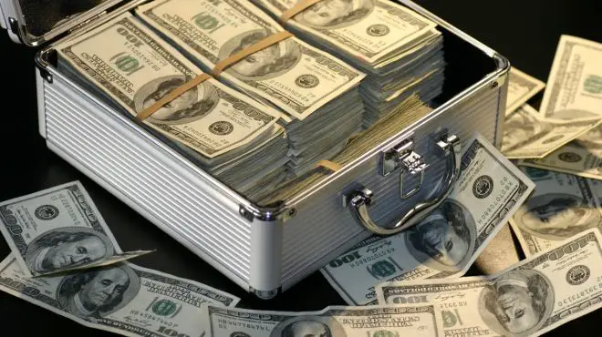 money full of suitcase