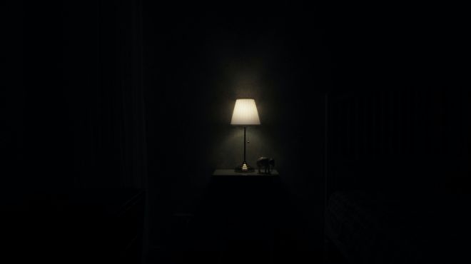 dark room with only one lamp