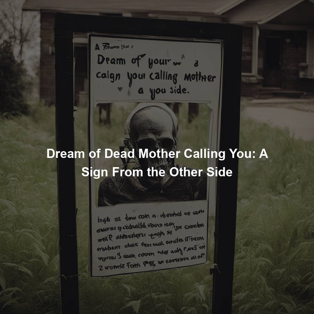 Dream of Dead Mother Calling You: A Sign From the Other Side